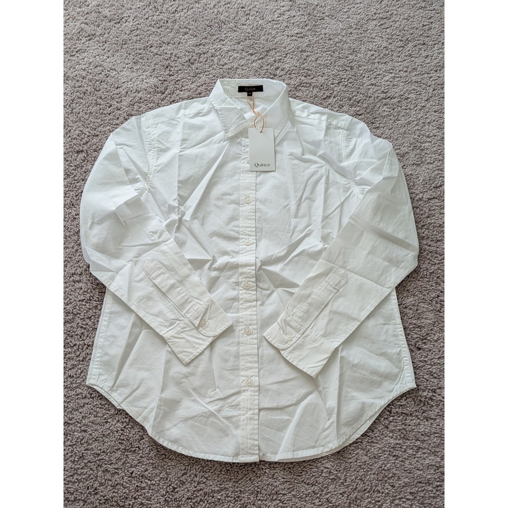 Quince Organic Cotton Poplin Long Sleeve Shirt Classic White Size Medium NWT